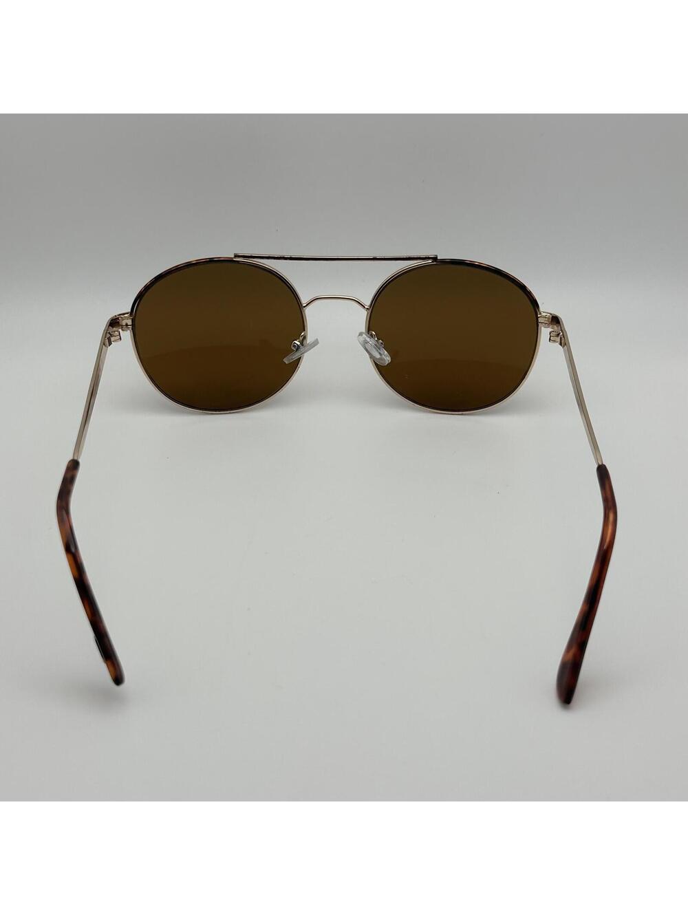 Oscar de la Renta Round Metal Aviator Gold Tone Sunglasses Brown Lenses - Picture 7 of 12
